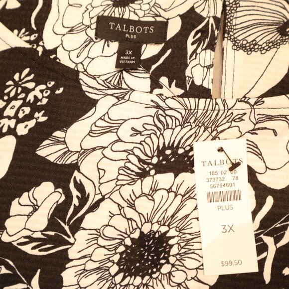 Talbots Floral 3/4 Sleeve Blouse – Black/White – Plus 3X – NWT - Picture 8 of 9